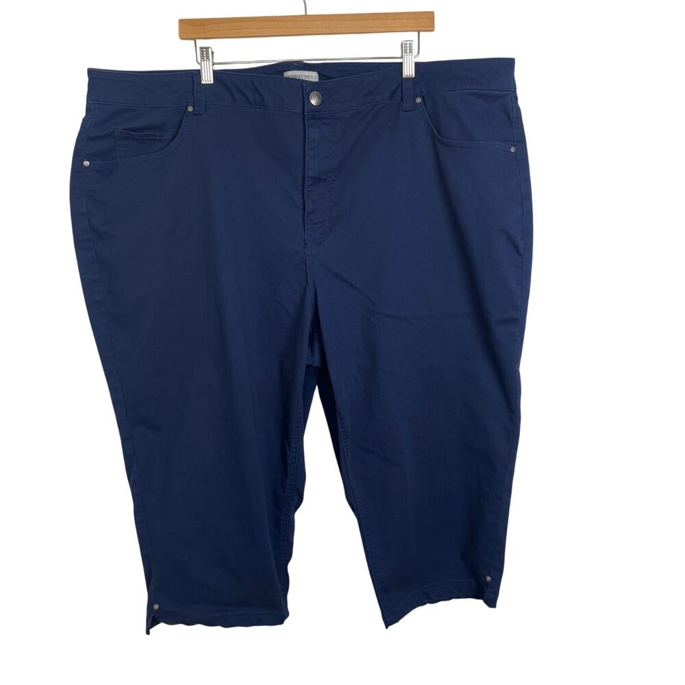 Catherine's Sateen Stretch Cropped Navy Blue Pants Size 30W or 49 x 20.5 Comfort